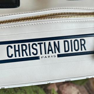 CHRISTIAN DIOR Dior Vibe Small White Calfskin Zip Satchel