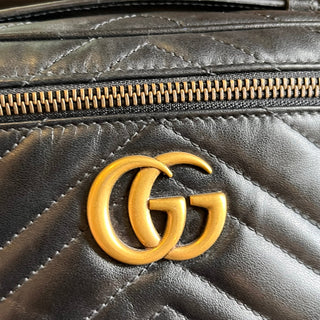 GUCCI GG Marmont Vanity Black Matelassé Leather Crossbody Bag
