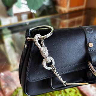 DIOR Hardcore Crystal-Embellished Black Satin Bag