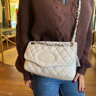 CHANEL Ligne Logo Flap Vintage Aged Calfskin Shoulder Bag ADI1199