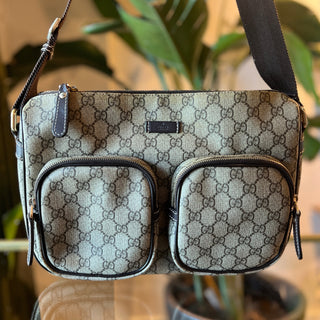 GUCCI GG Coated Canvas Double Pocket Messenger
