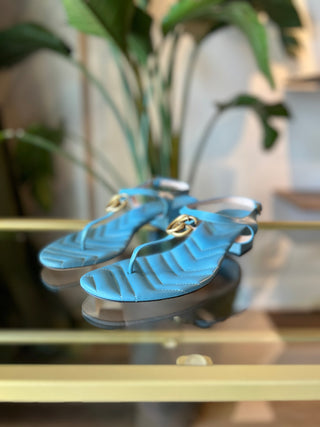 GUCCI Marmont Double G Logo T-Strap Sandals SZ 39