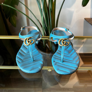 GUCCI Marmont Double G Logo T-Strap Sandals SZ 39