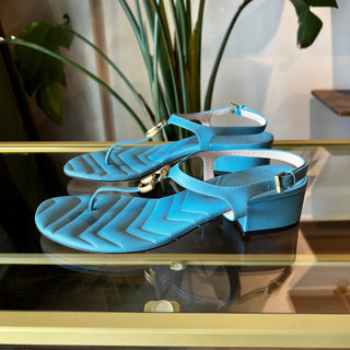 GUCCI Marmont Double G Logo T-Strap Sandals SZ 39