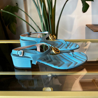 GUCCI Marmont Double G Logo T-Strap Sandals SZ 39
