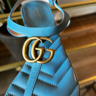 GUCCI Marmont Double G Logo T-Strap Sandals SZ 39