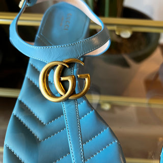 GUCCI Marmont Double G Logo T-Strap Sandals SZ 39