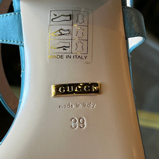 GUCCI Marmont Double G Logo T-Strap Sandals SZ 39