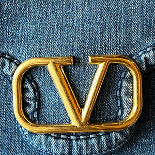VALENTINO Denim V logo AllTime Shoulder Bag