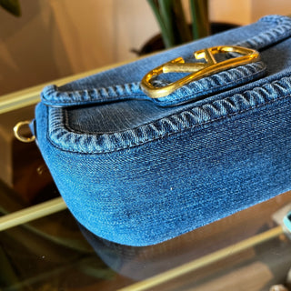 VALENTINO Denim V logo AllTime Shoulder Bag