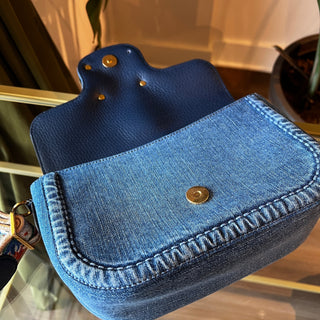 VALENTINO Denim V logo AllTime Shoulder Bag