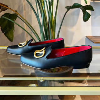VALENTINO Black Leather Loafers SZ 40