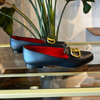 VALENTINO Black Leather Loafers SZ 40