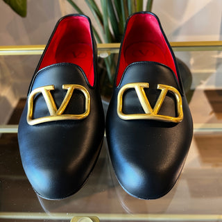 VALENTINO Black Leather Loafers SZ 40
