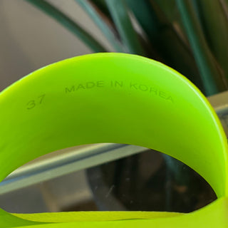 MCM lime Green Monogram Print Rubber Slides 37