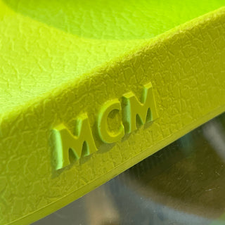 MCM lime Green Monogram Print Rubber Slides 37