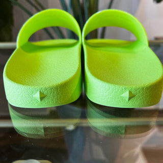 MCM lime Green Monogram Print Rubber Slides 37